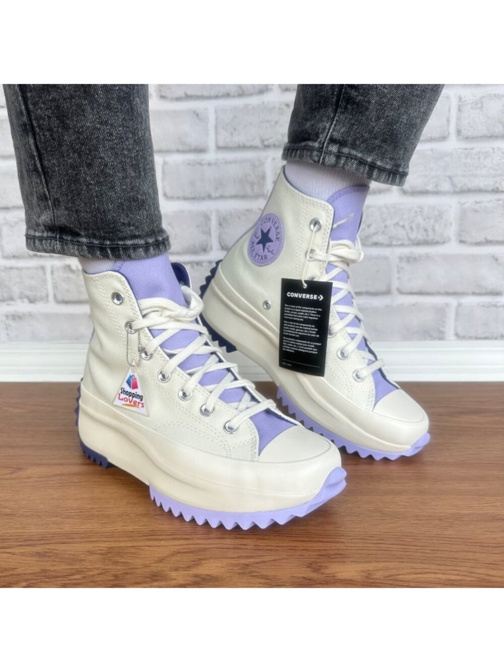 ⭐Converse Run Star Hike Hi Platform 9 Women's Shoes Sneakes Beige Purple A16188C